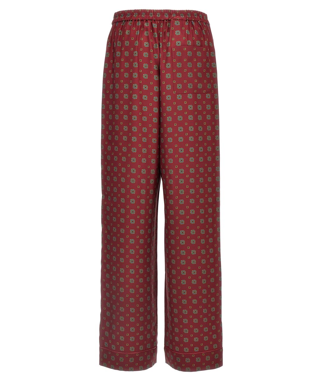 MOSCHINO Бордовые шелковые прямые брюки, фото 2
