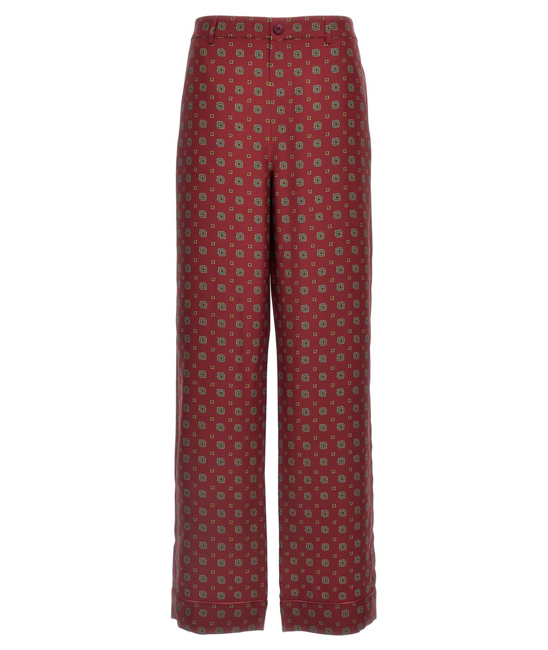 MOSCHINO Бордовые шелковые прямые брюки, фото 1