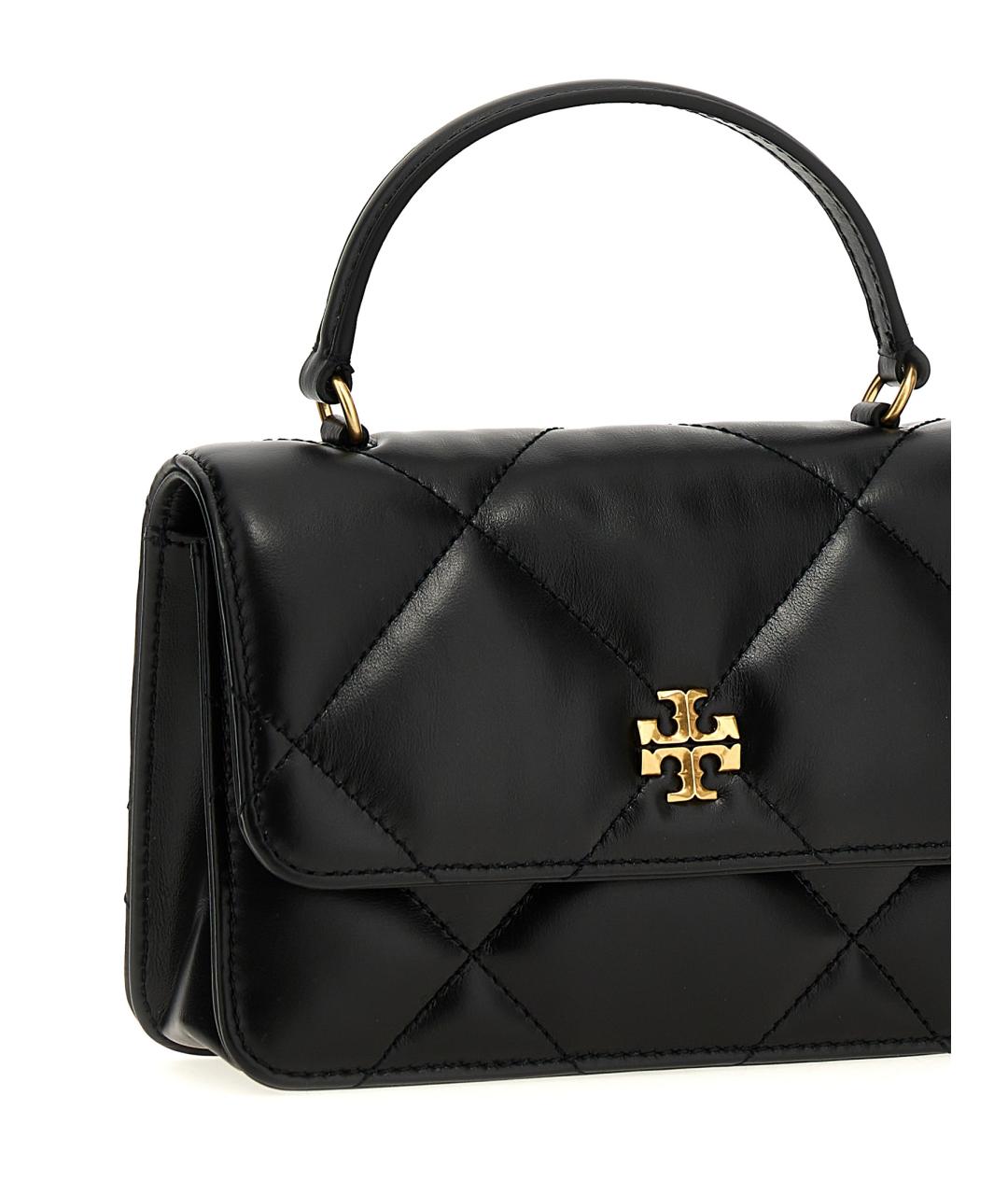 TORY BURCH Черная кожаная сумка с короткими ручками, фото 3