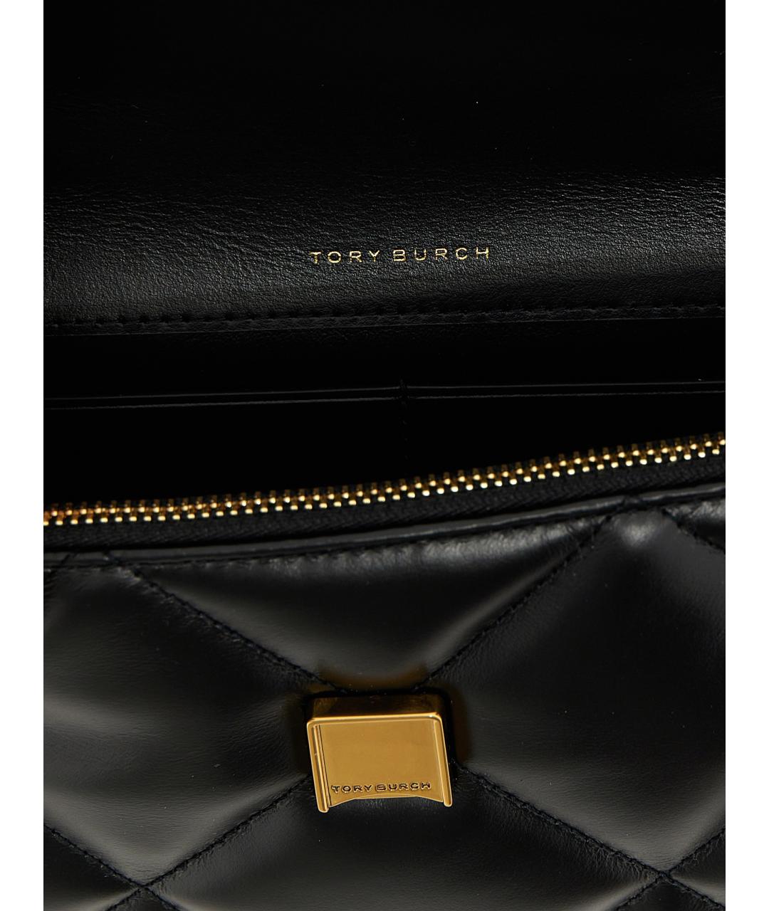 TORY BURCH Черная кожаная сумка с короткими ручками, фото 4