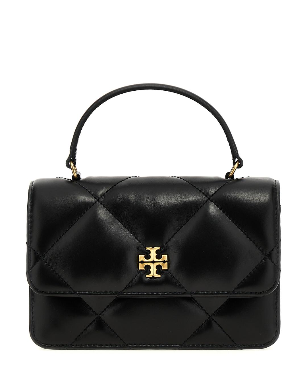 TORY BURCH Черная кожаная сумка с короткими ручками, фото 1