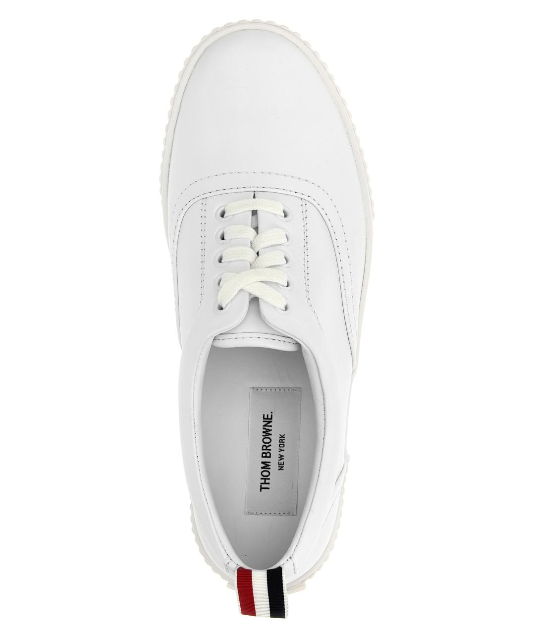 THOM BROWNE Белые кожаные низкие кроссовки / кеды, фото 4