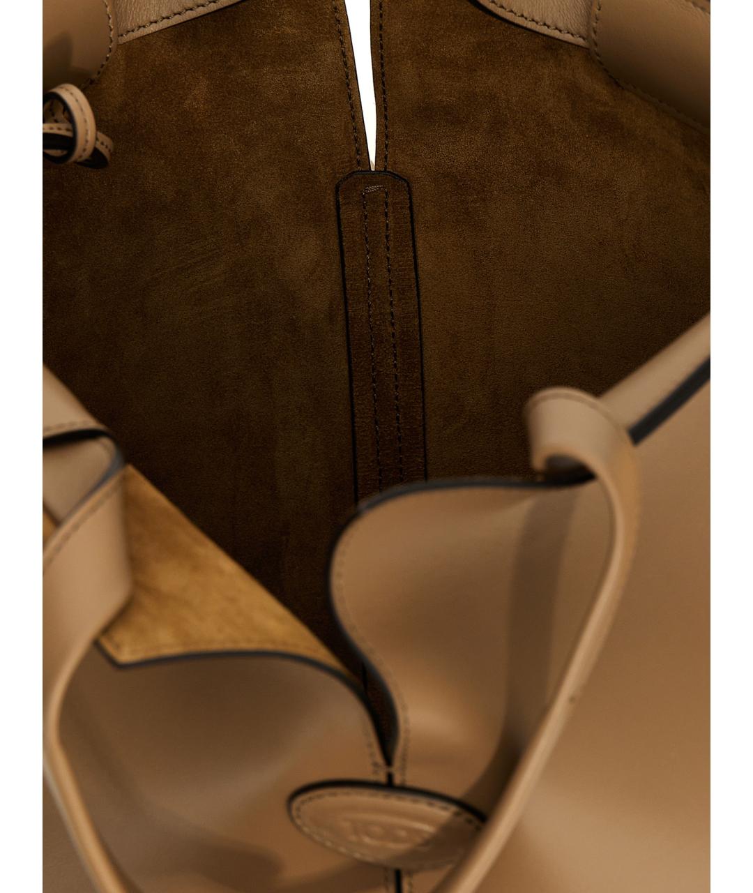 TOD'S Бежевая кожаная сумка тоут, фото 4
