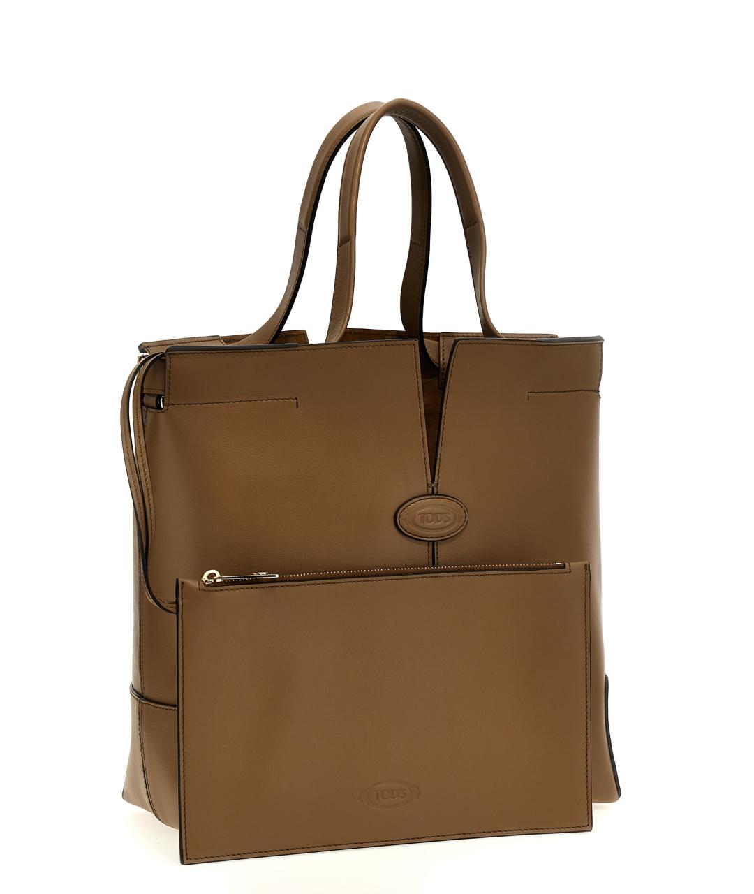 TOD'S Бежевая кожаная сумка тоут, фото 3