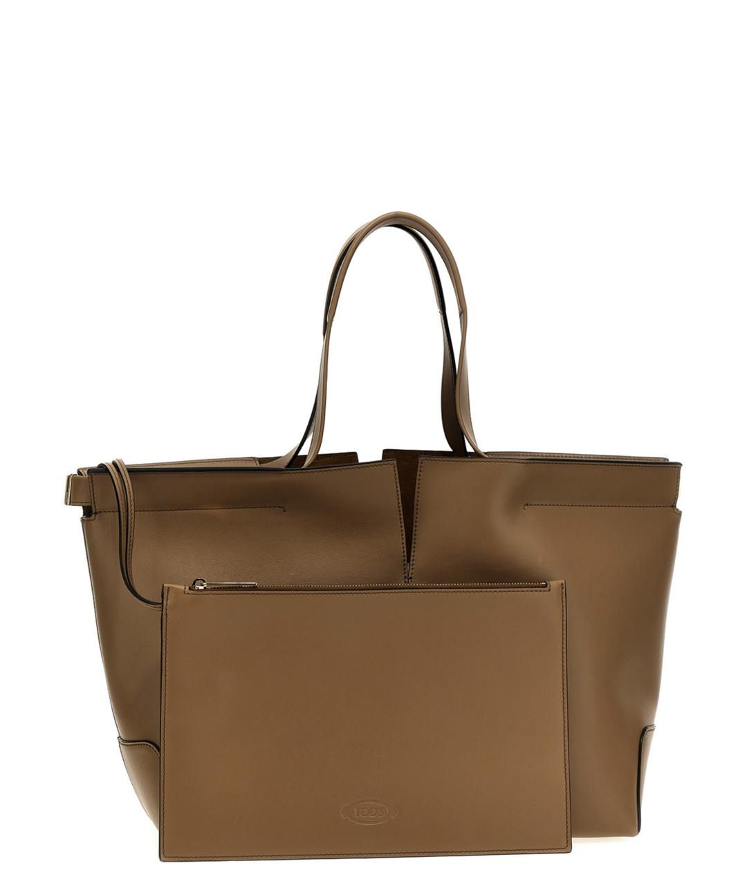 TOD'S Коричневая кожаная сумка тоут, фото 3