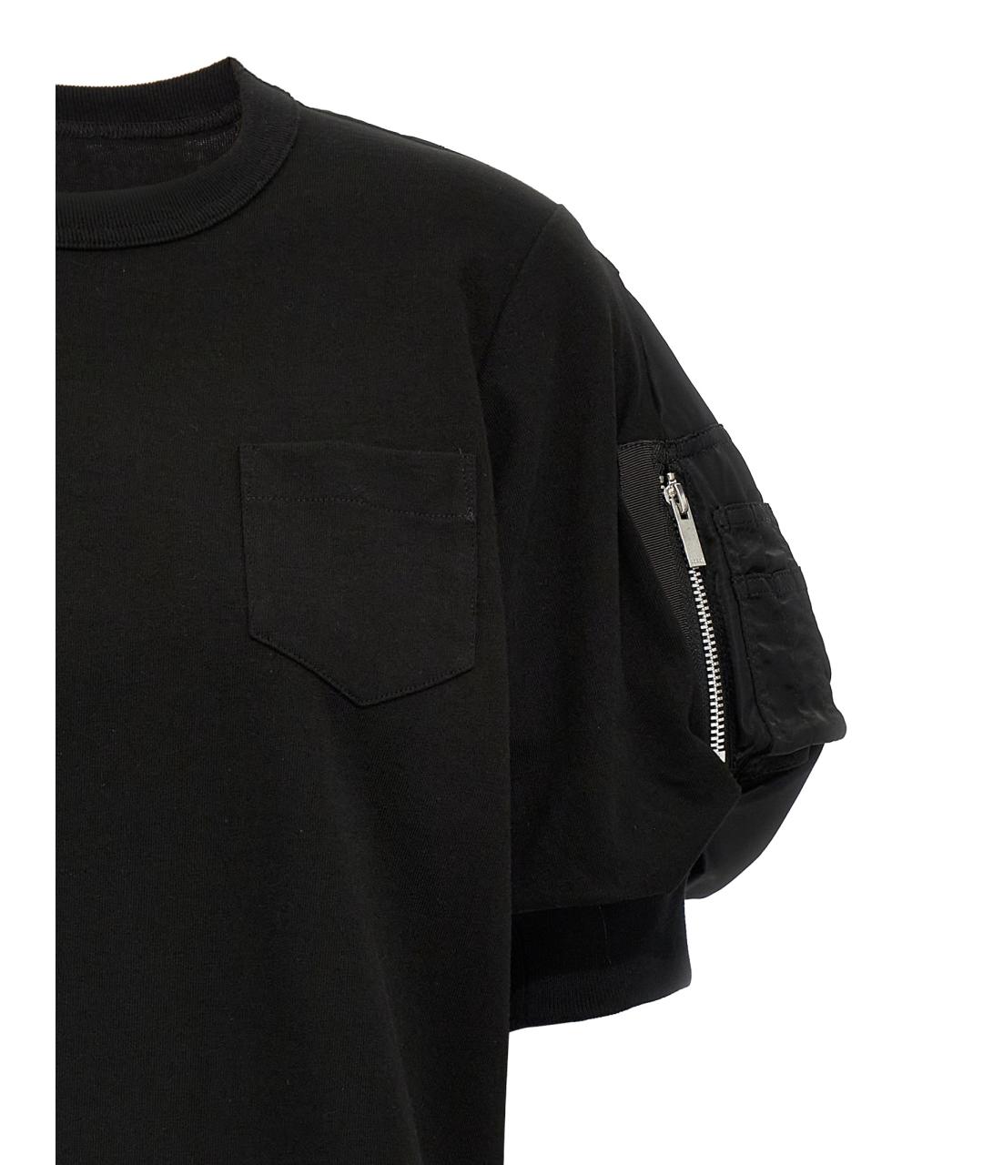 SACAI Черная хлопковая футболка, фото 3