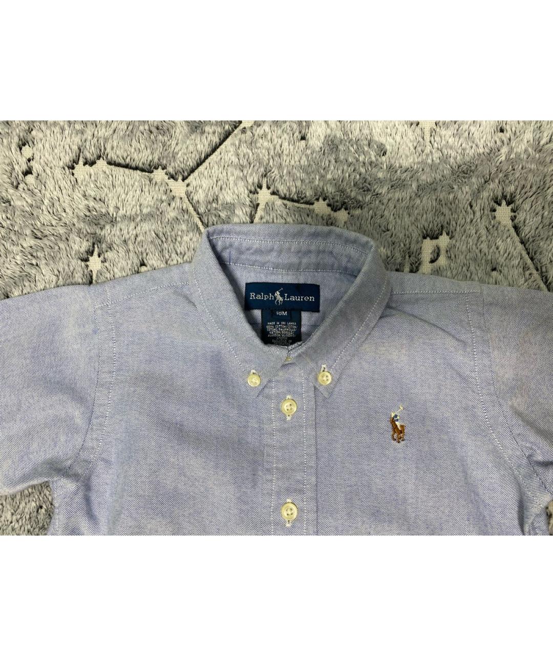 POLO RALPH LAUREN Голубая хлопковая детская рубашка, фото 3