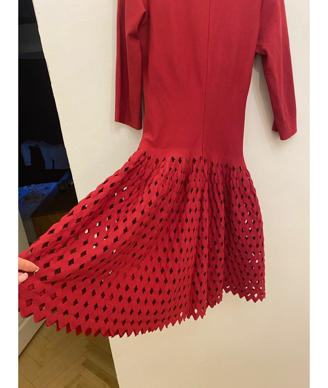 ALAIA Красное вискозное коктейльное платье, фото 4