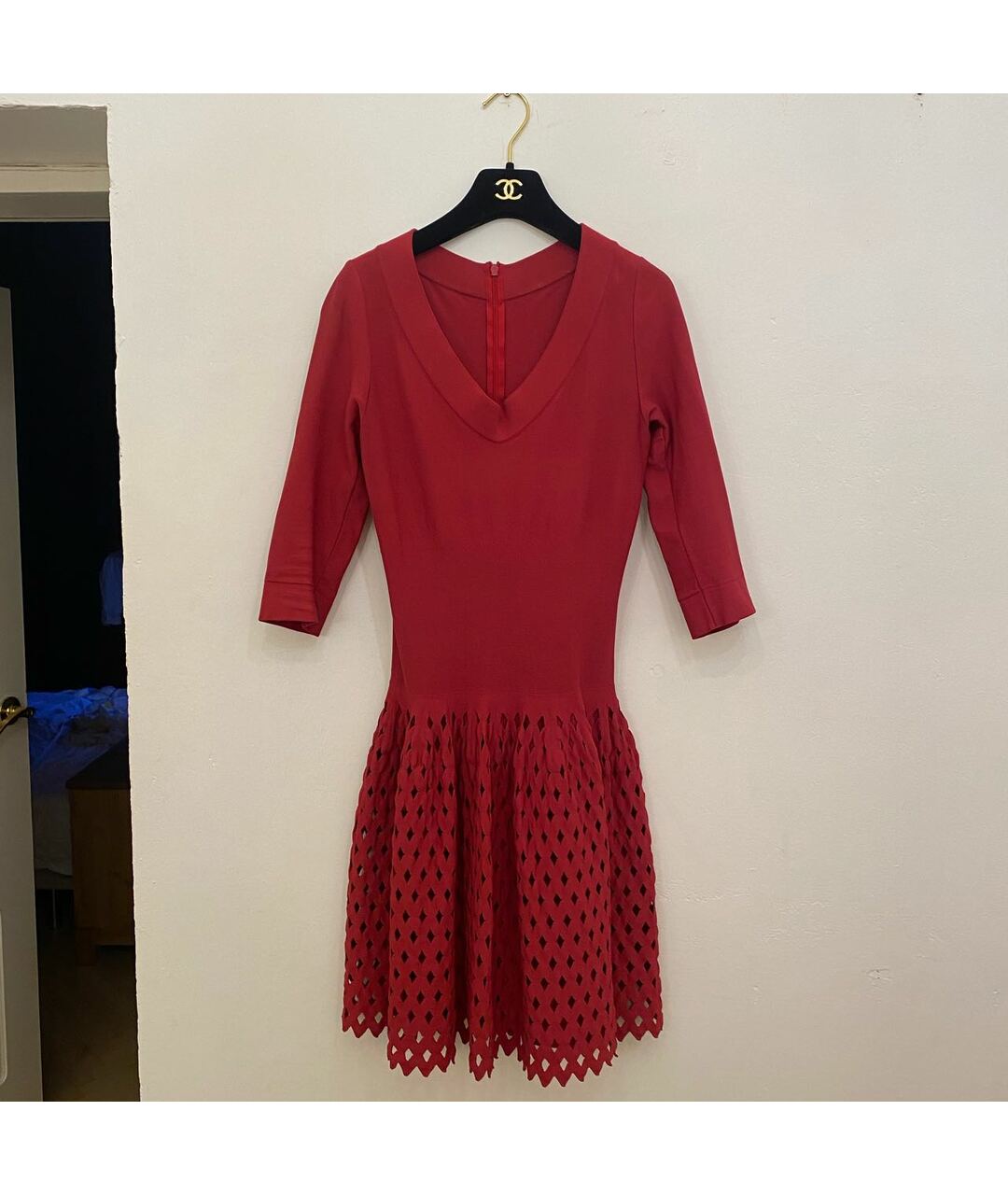ALAIA Красное вискозное коктейльное платье, фото 2