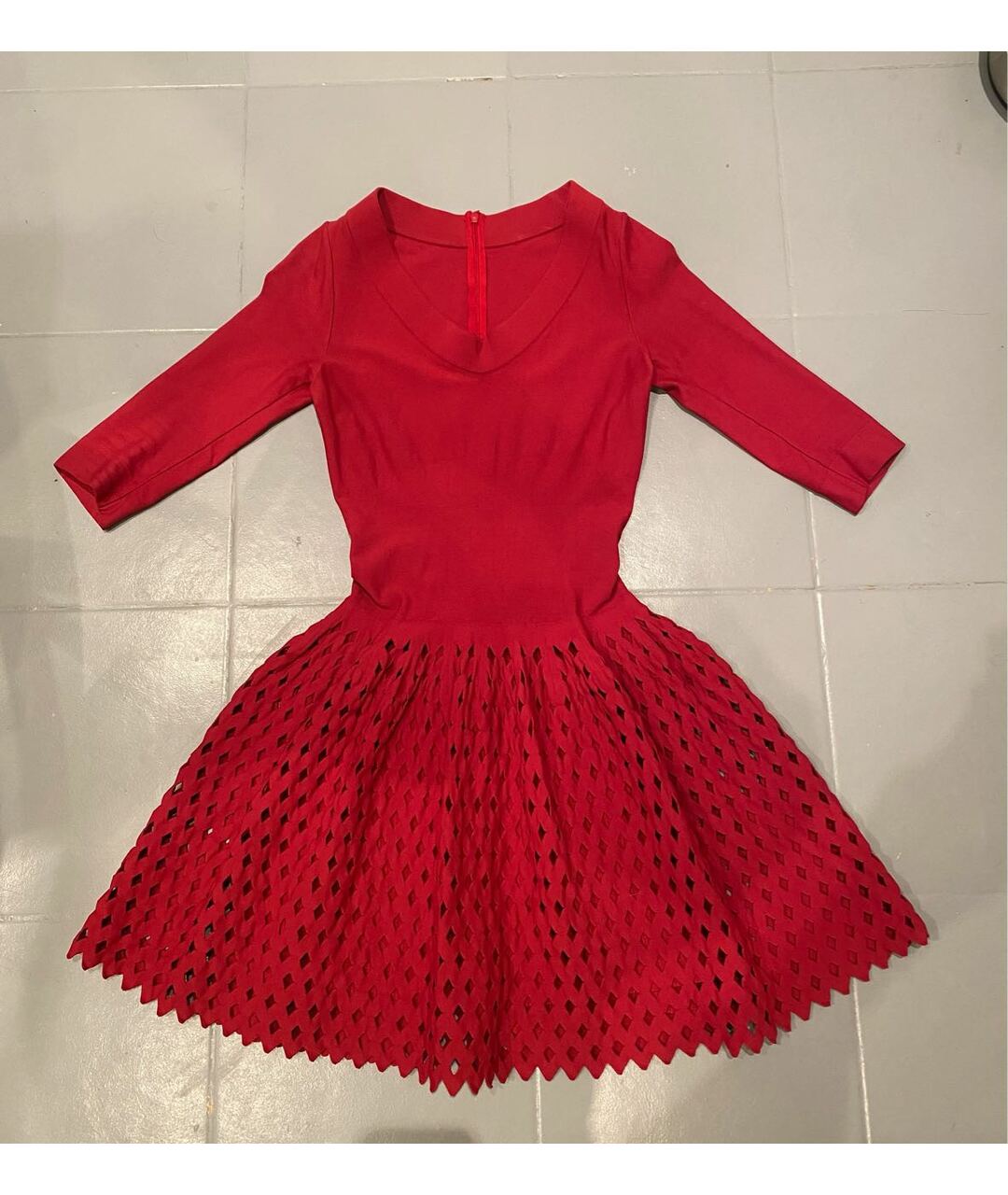 ALAIA Красное вискозное коктейльное платье, фото 6