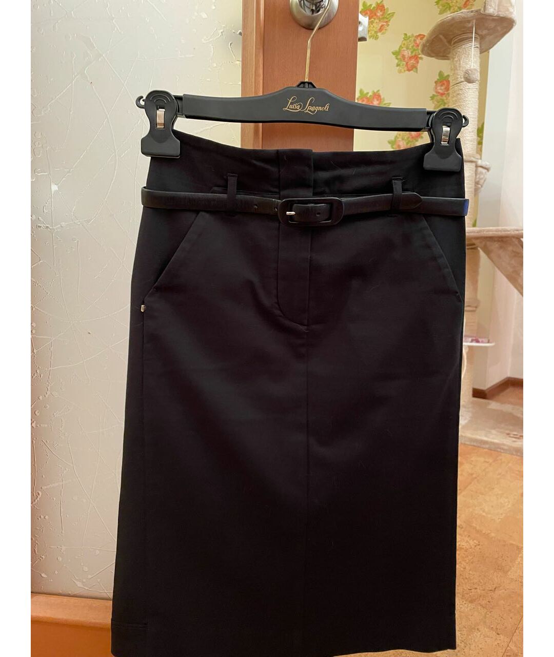 SPORTMAX Черная хлопковая юбка миди, фото 5