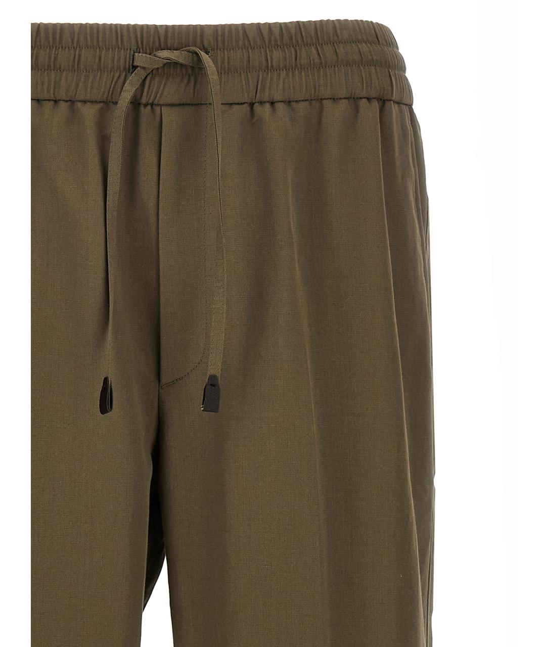 BRIONI Зеленые льняные повседневные брюки, фото 3