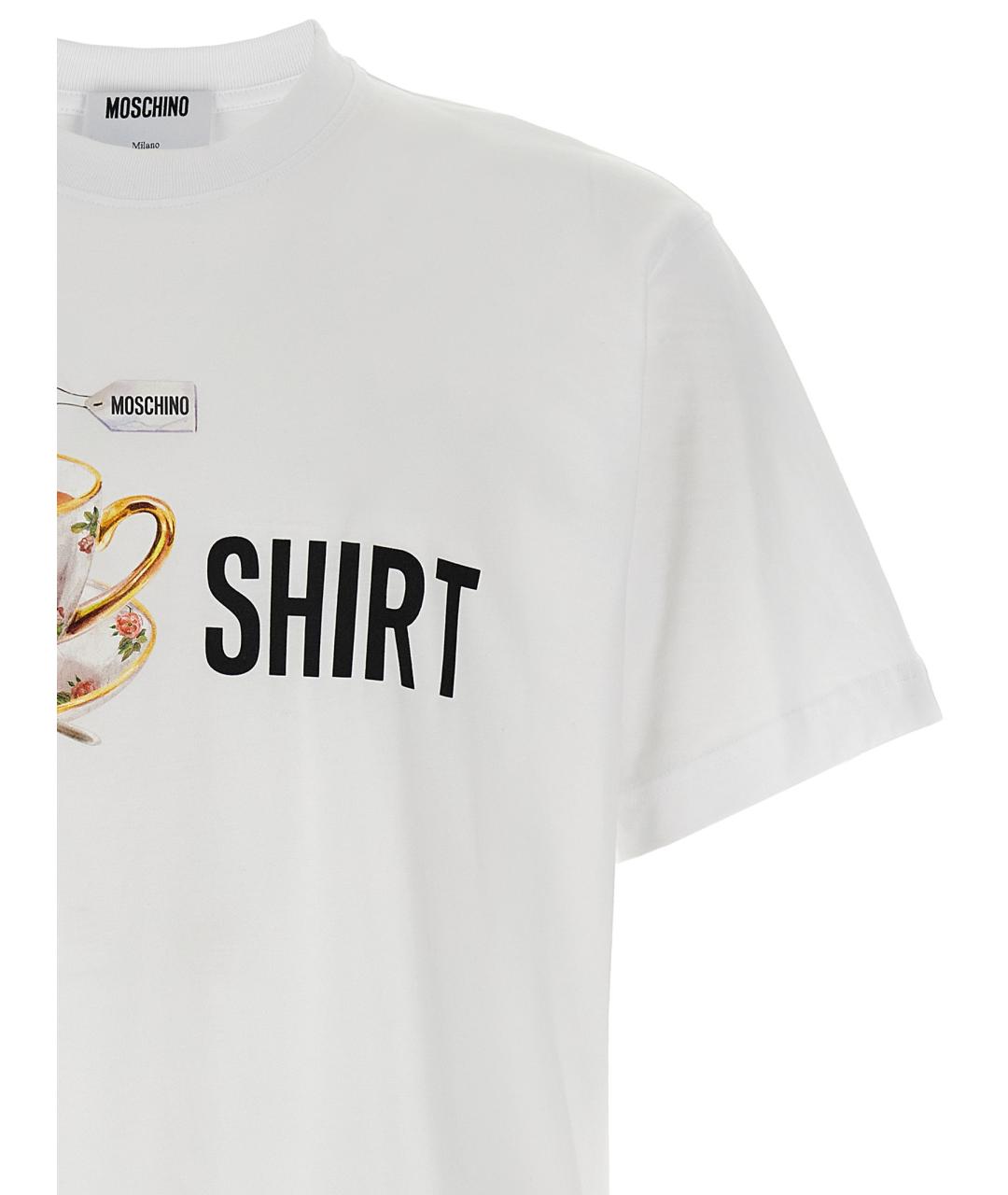 MOSCHINO Белая хлопковая футболка, фото 3