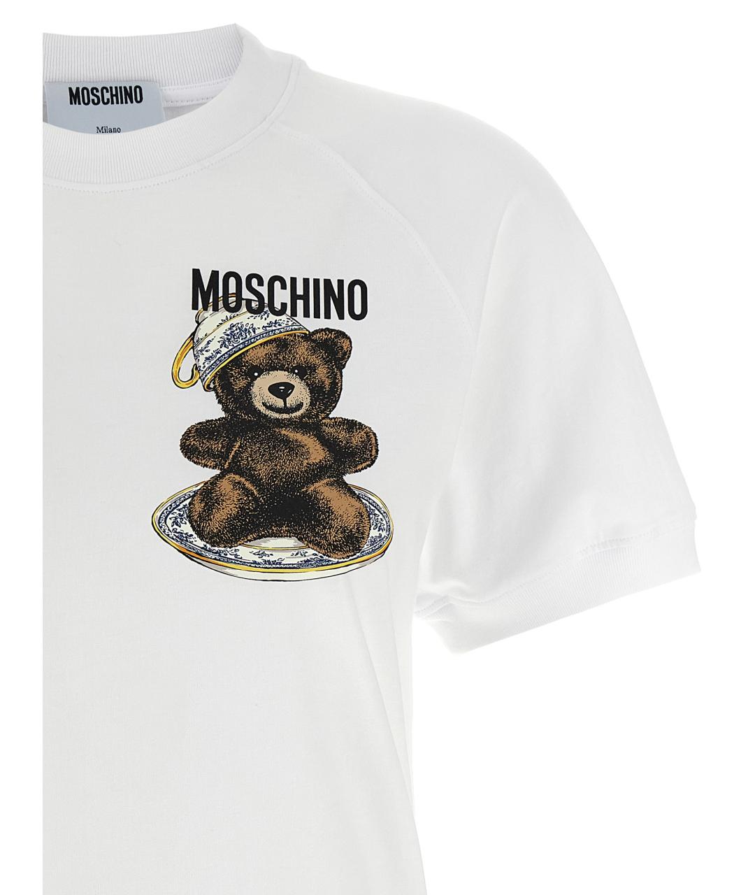 MOSCHINO Белая хлопковая футболка, фото 3