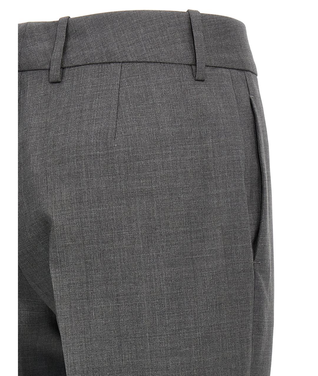 ERMANNO SCERVINO Серые шерстяные прямые брюки, фото 4