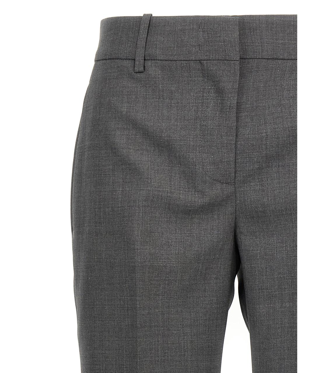 ERMANNO SCERVINO Серые шерстяные прямые брюки, фото 3