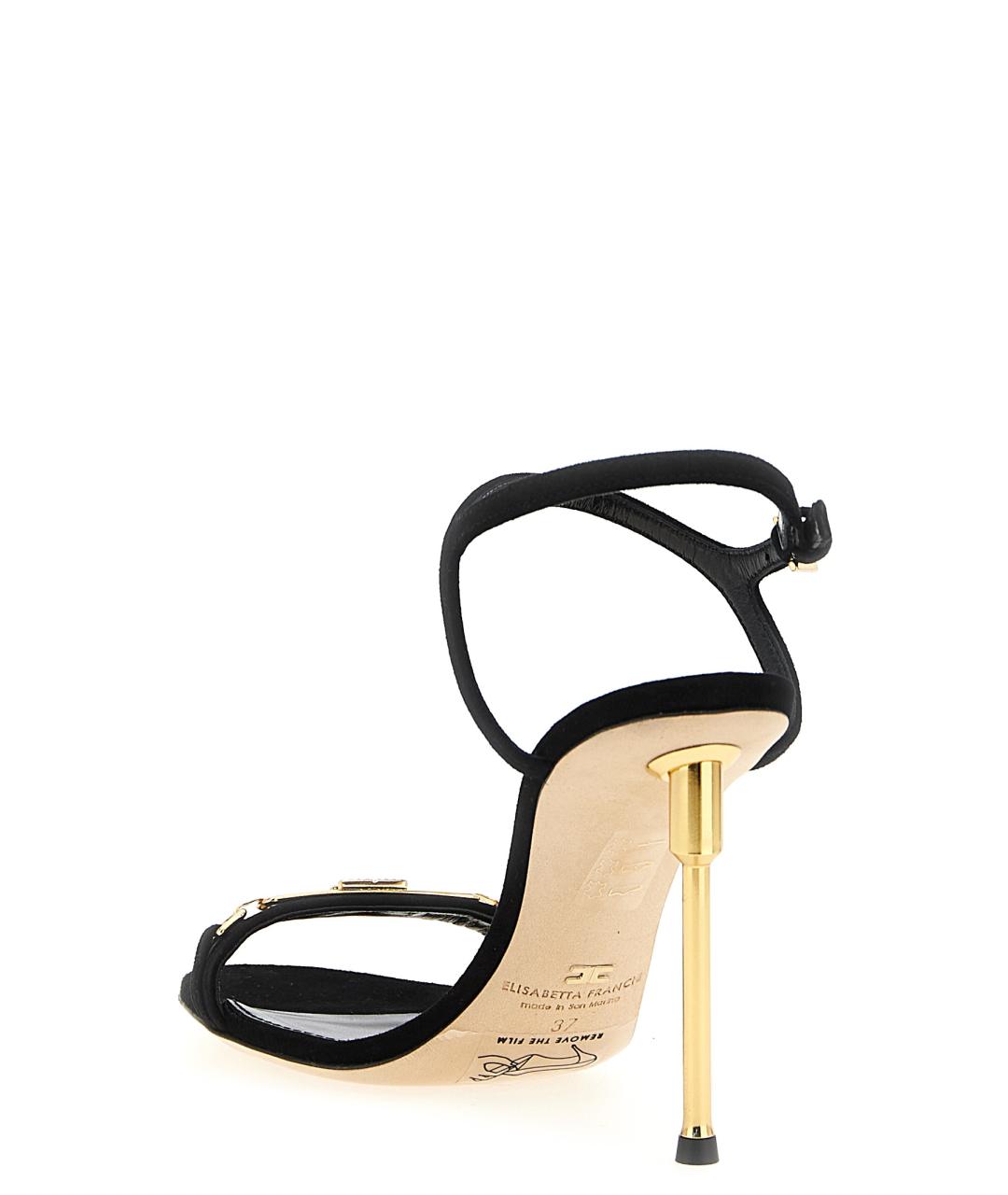 ELISABETTA FRANCHI Черные кожаные босоножки, фото 3