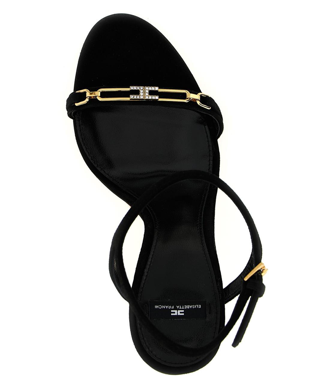 ELISABETTA FRANCHI Черные кожаные босоножки, фото 4