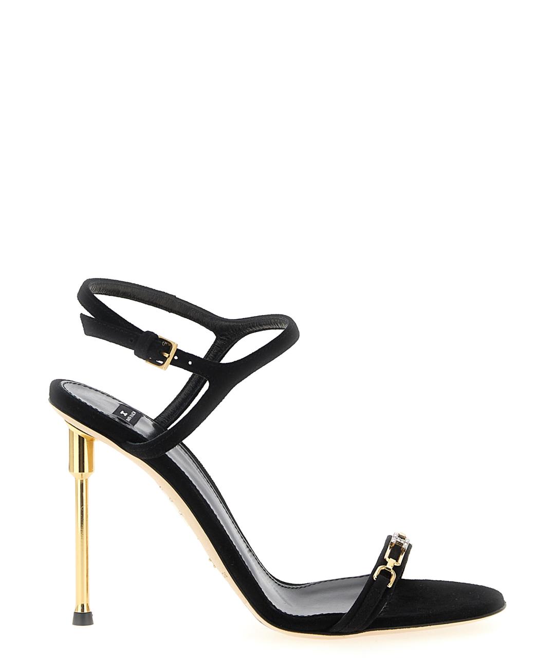 ELISABETTA FRANCHI Черные кожаные босоножки, фото 1