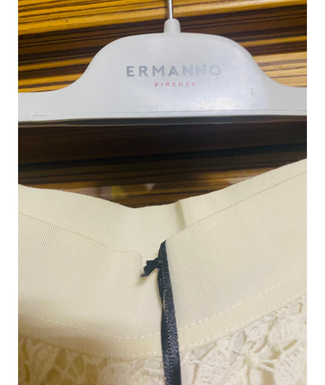 ERMANNO SCERVINO Бежевые вискозные прямые брюки, фото 4