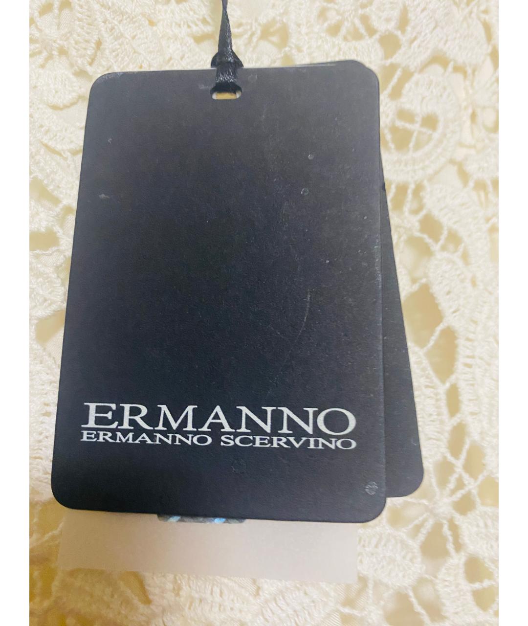 ERMANNO SCERVINO Бежевые вискозные прямые брюки, фото 3
