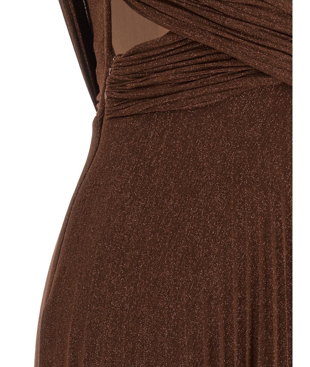ELISABETTA FRANCHI Коричневое вискозное коктейльное платье, фото 4