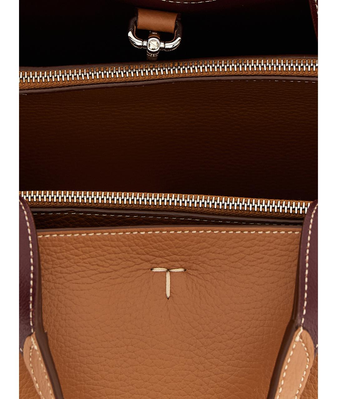 TOD'S Коричневая кожаная сумка тоут, фото 4