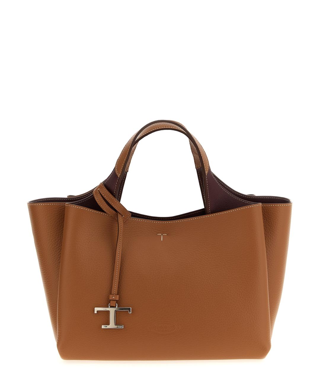 TOD'S Коричневая кожаная сумка тоут, фото 1