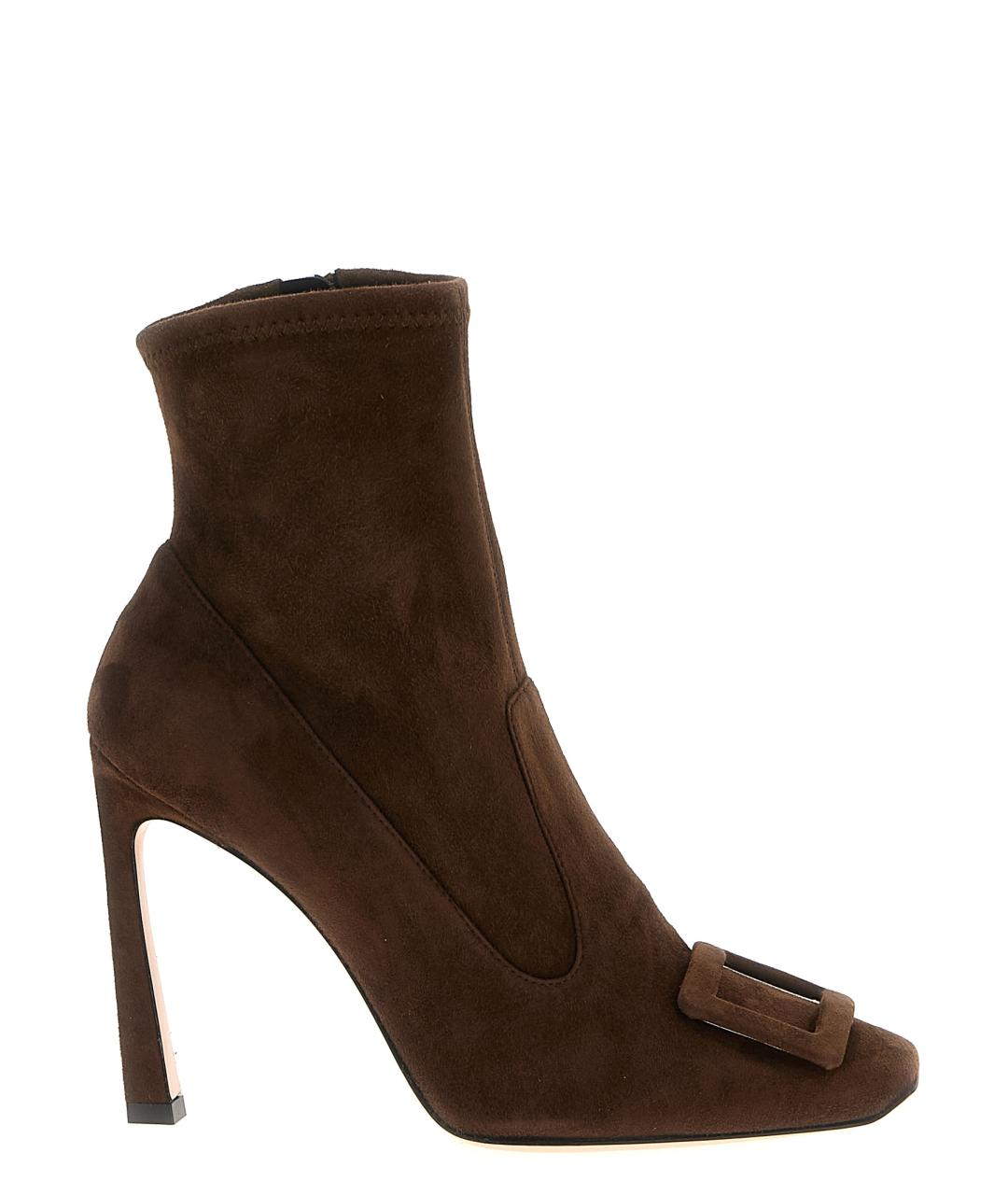 ROGER VIVIER Коричневые кожаные ботильоны, фото 1