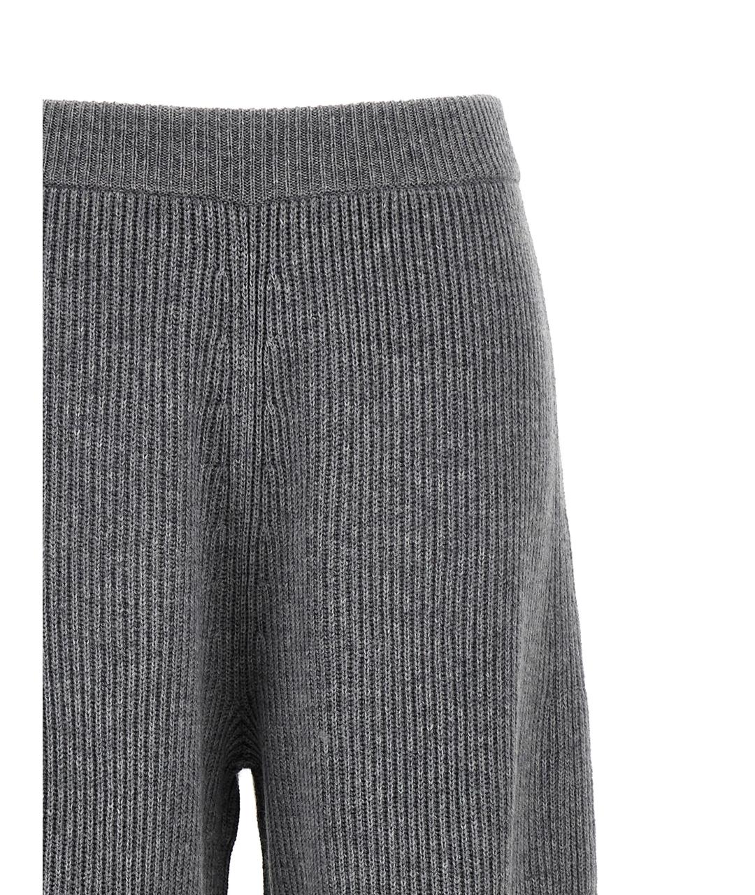 SPORTMAX Серые шерстяные прямые брюки, фото 3