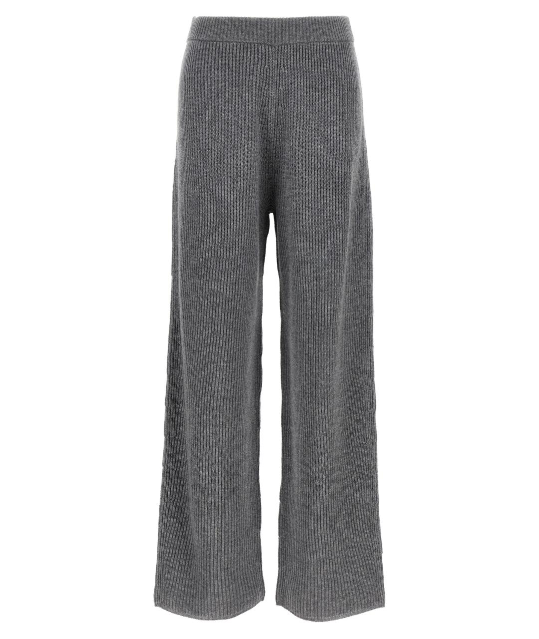 SPORTMAX Серые шерстяные прямые брюки, фото 1
