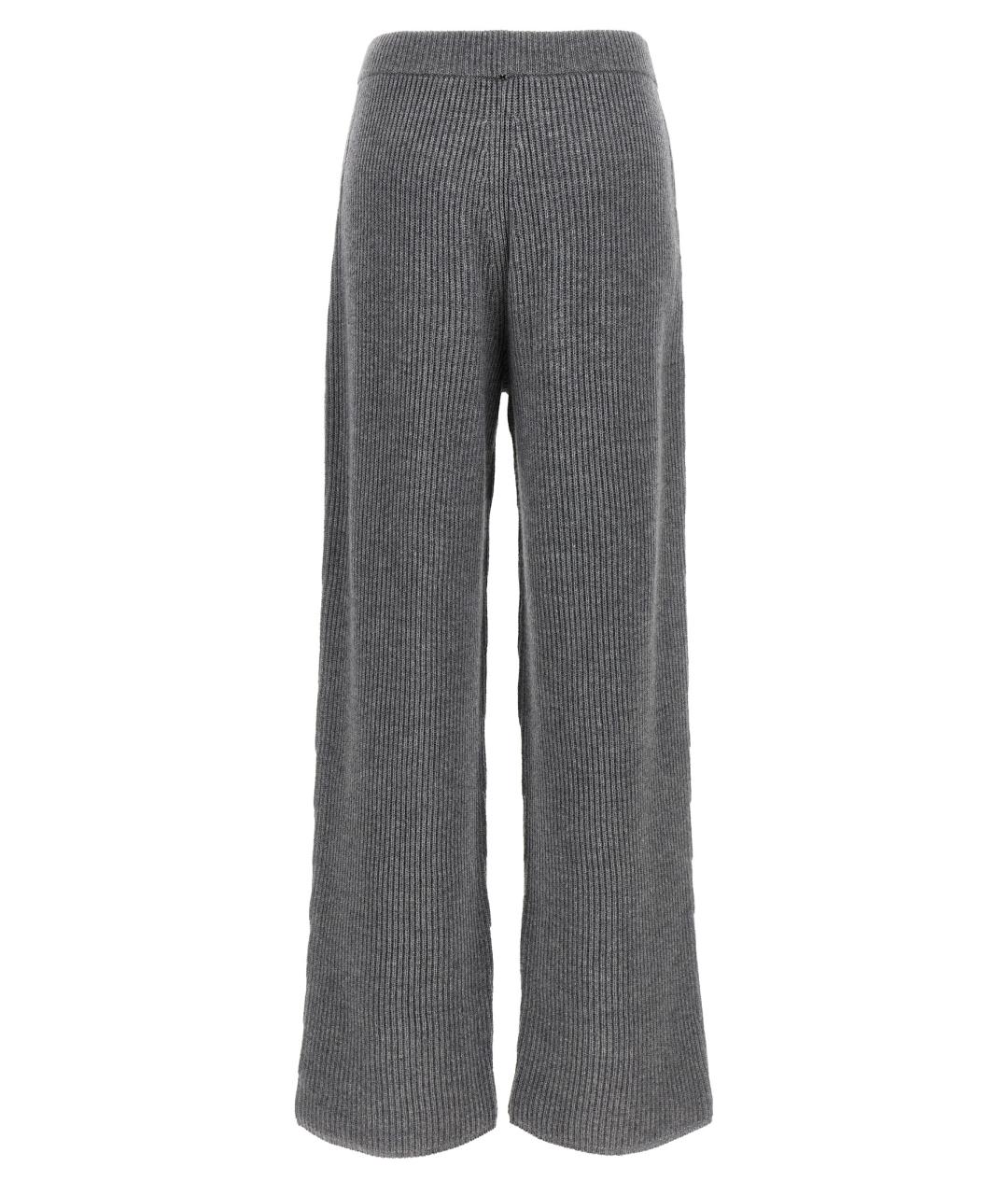 SPORTMAX Серые шерстяные прямые брюки, фото 2