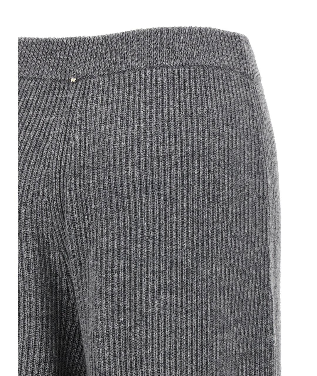SPORTMAX Серые шерстяные прямые брюки, фото 4