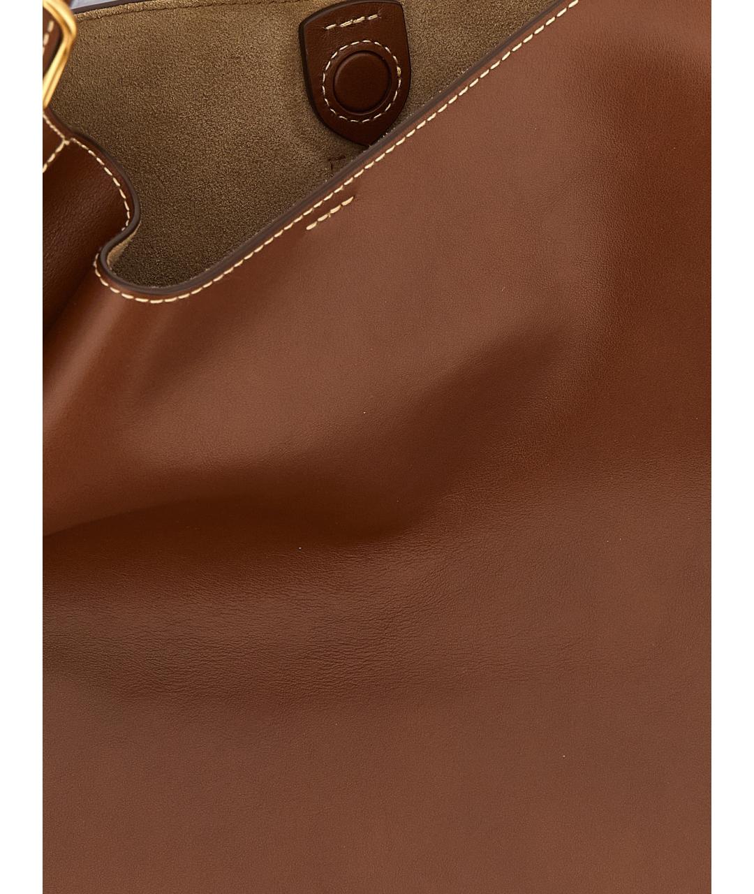 POLO RALPH LAUREN Коричневая кожаная сумка через плечо, фото 4