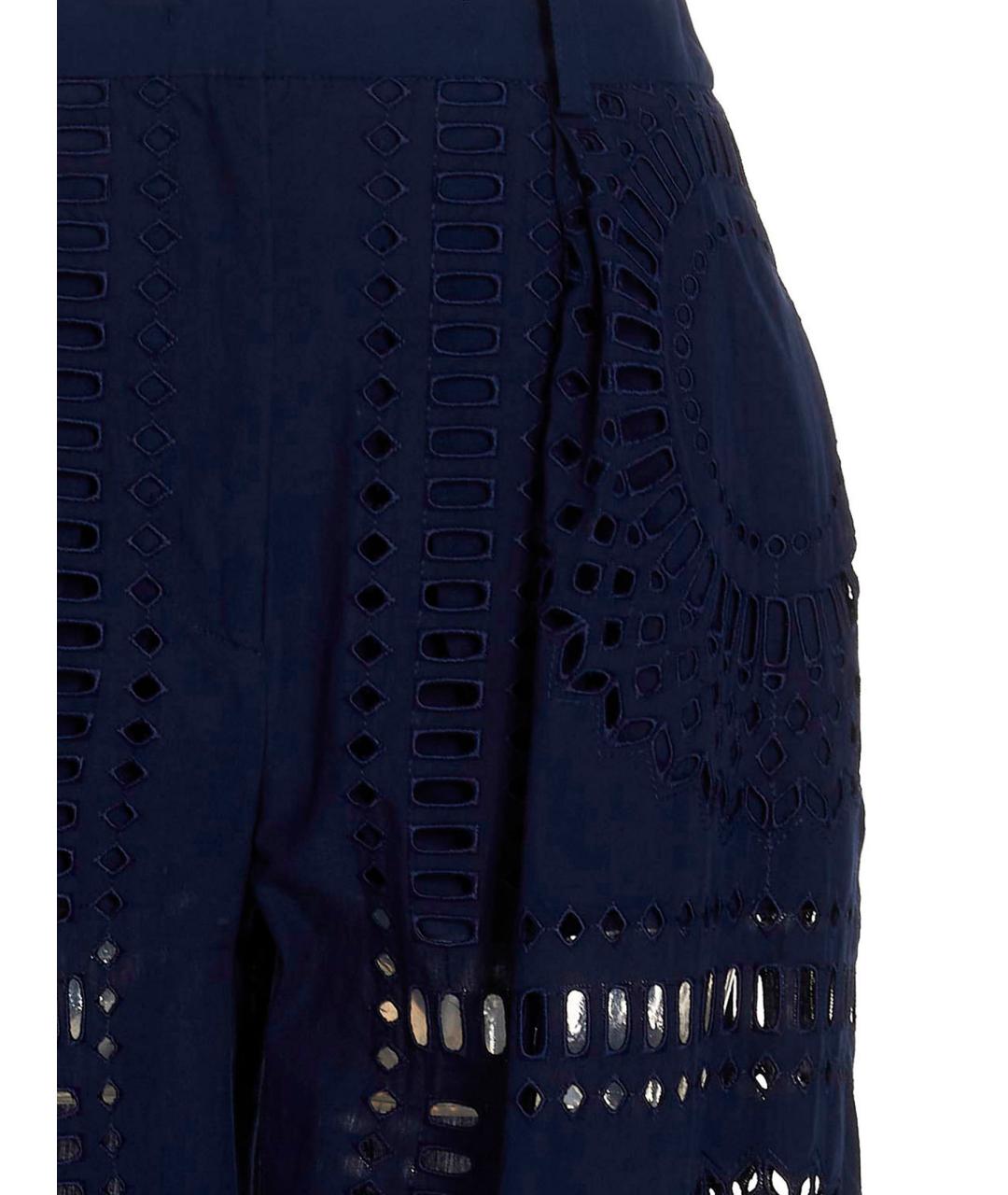 ALBERTA FERRETTI Синие хлопковые прямые брюки, фото 3