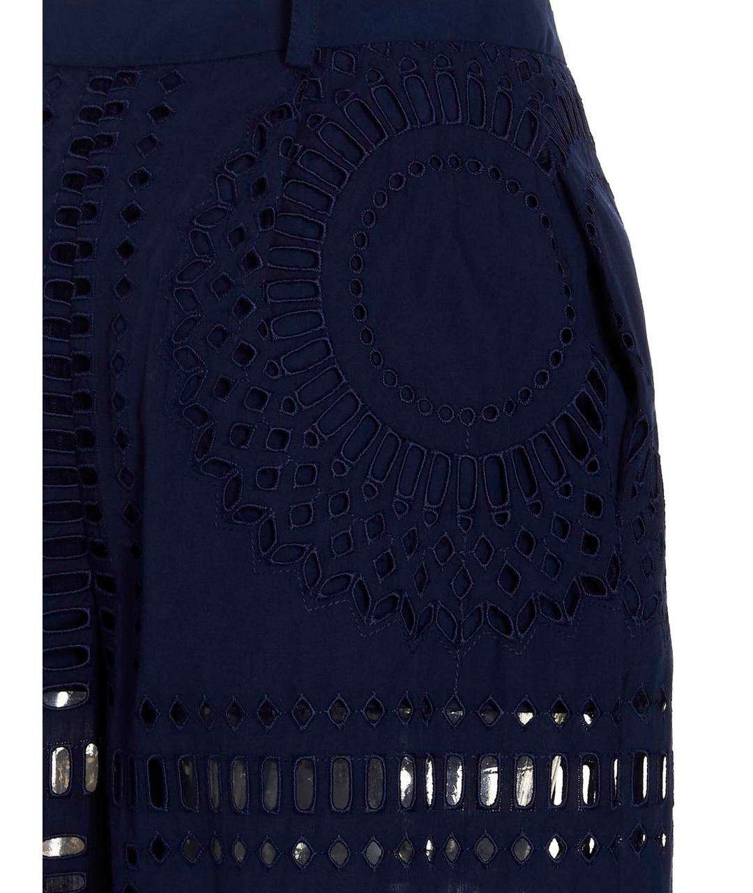 ALBERTA FERRETTI Синие хлопковые прямые брюки, фото 4