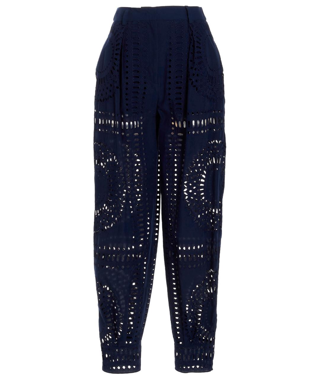 ALBERTA FERRETTI Синие хлопковые прямые брюки, фото 1