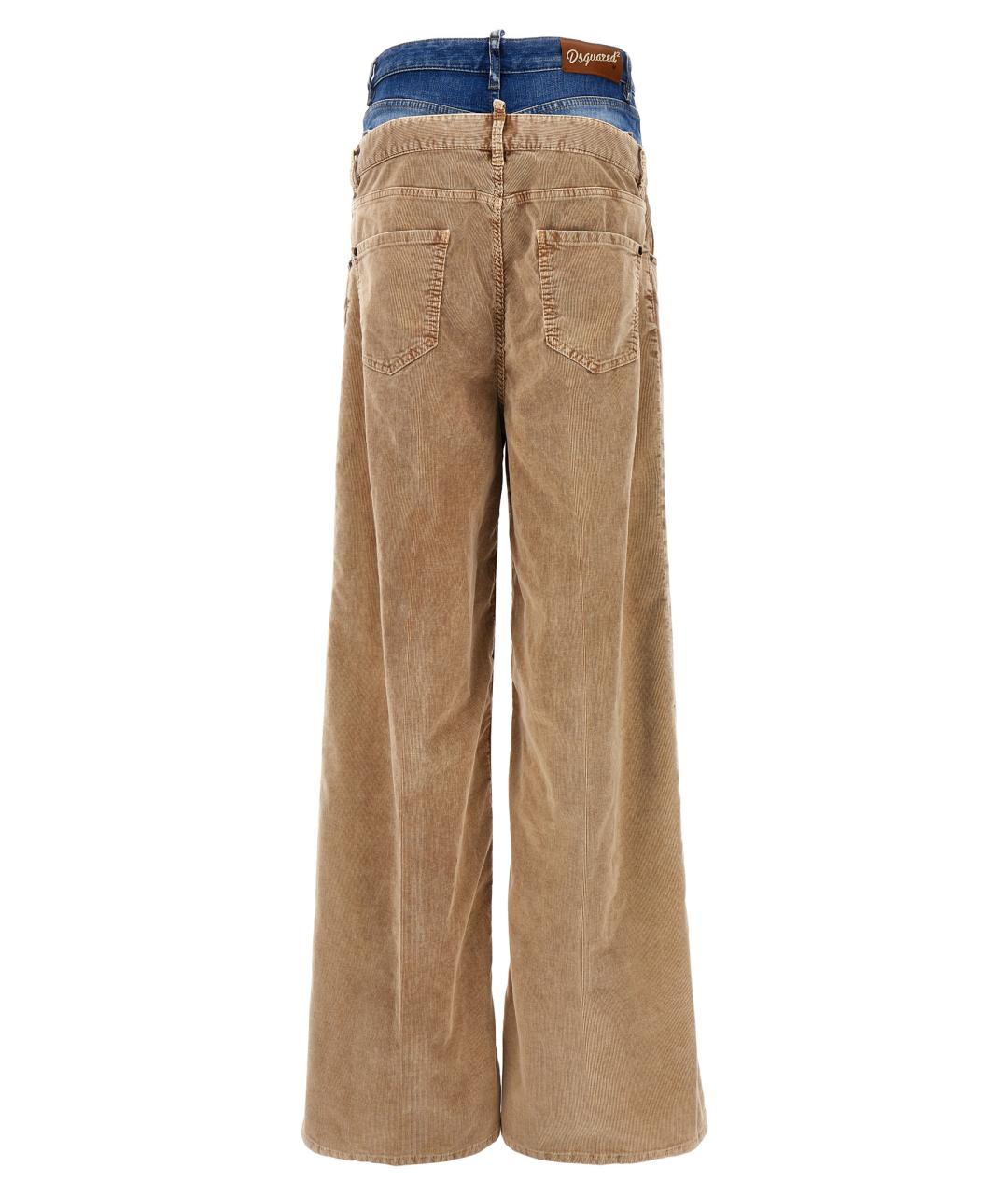 DSQUARED2 Бежевые хлопковые прямые брюки, фото 2