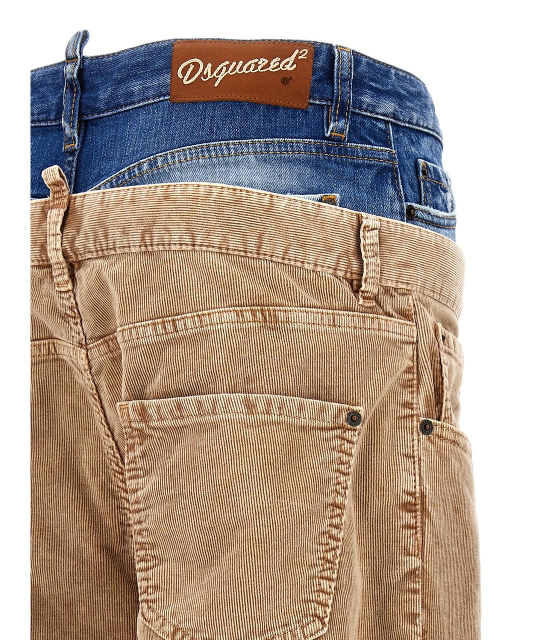 DSQUARED2 Бежевые хлопковые прямые брюки, фото 4