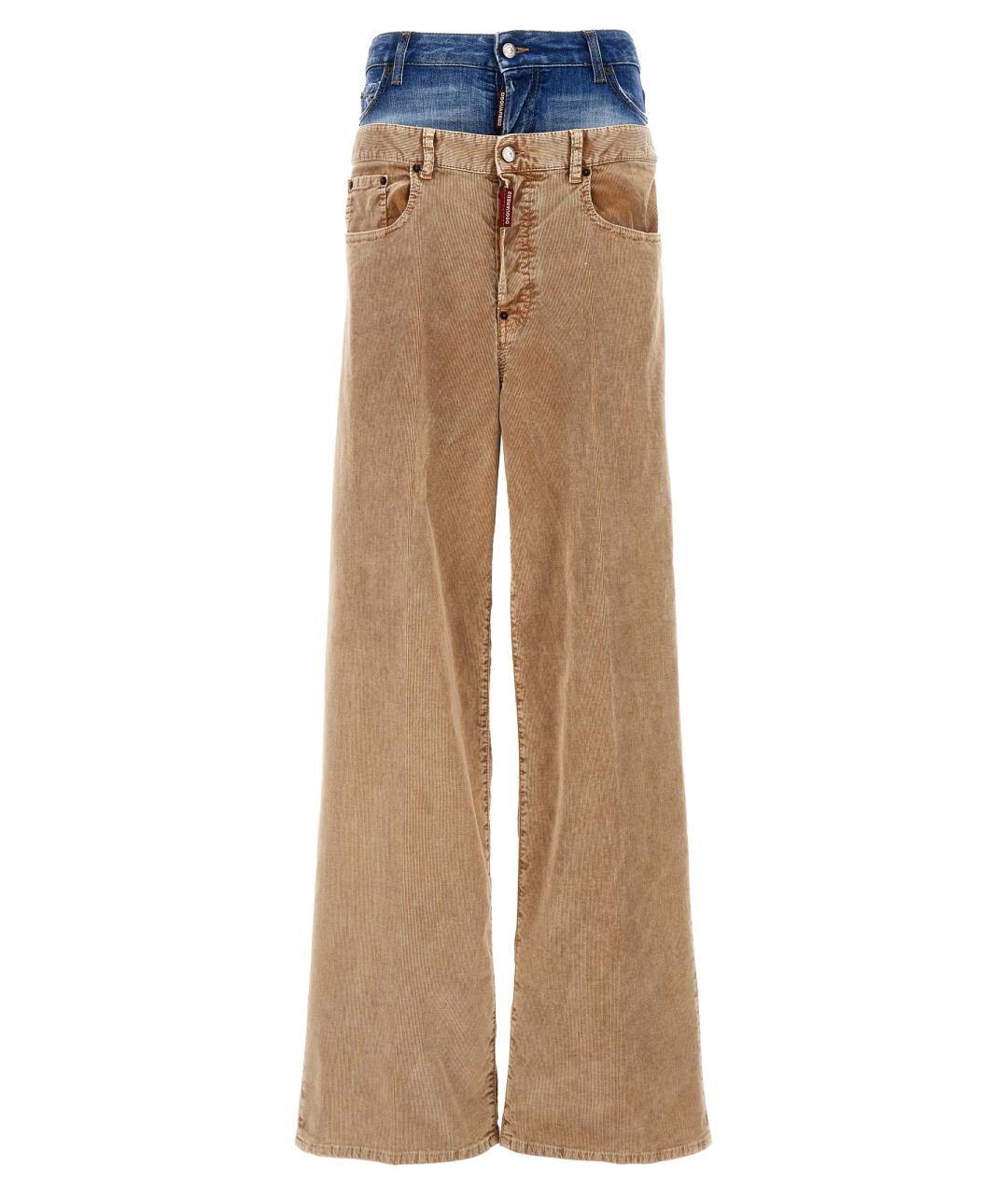 DSQUARED2 Бежевые хлопковые прямые брюки, фото 1