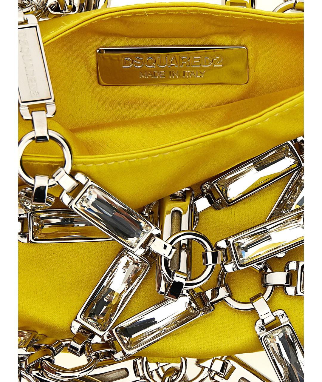 DSQUARED2 Желтая сумка с короткими ручками, фото 4