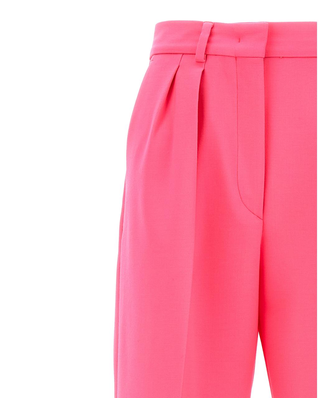 SPORTMAX Фуксия шерстяные прямые брюки, фото 3