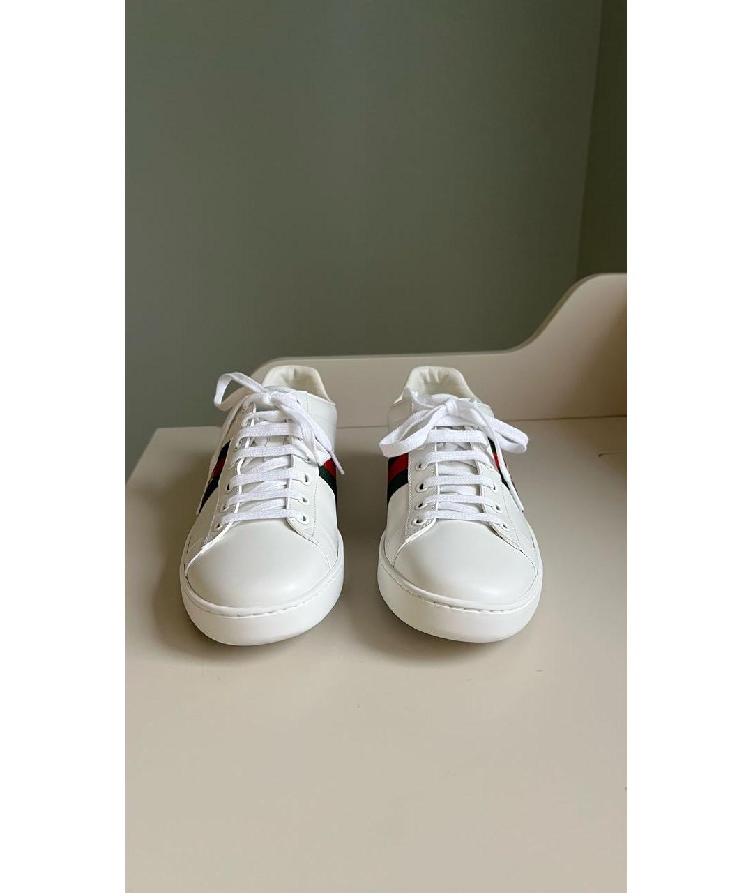 GUCCI Белые кожаные кеды, фото 2
