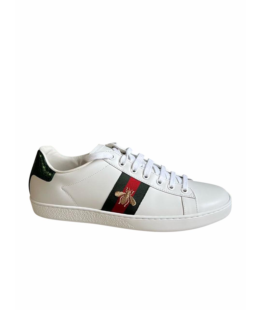 GUCCI Белые кожаные кеды, фото 1