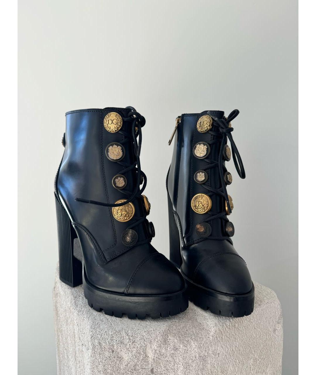 DOLCE&GABBANA Черные кожаные ботильоны, фото 3