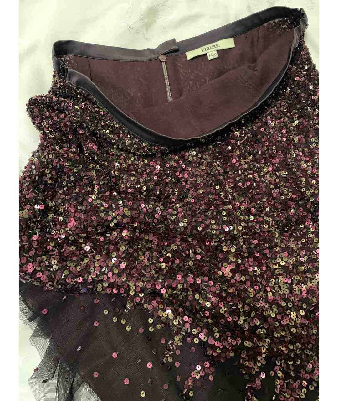 GIANFRANCO FERRE Фиолетовая сетчатая юбка миди, фото 5