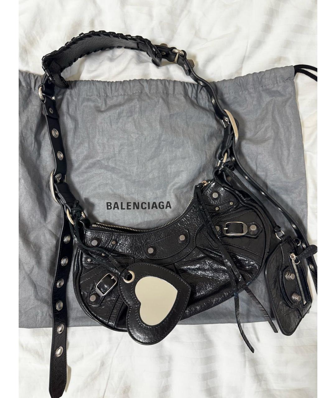 BALENCIAGA Черная кожаная сумка через плечо, фото 9