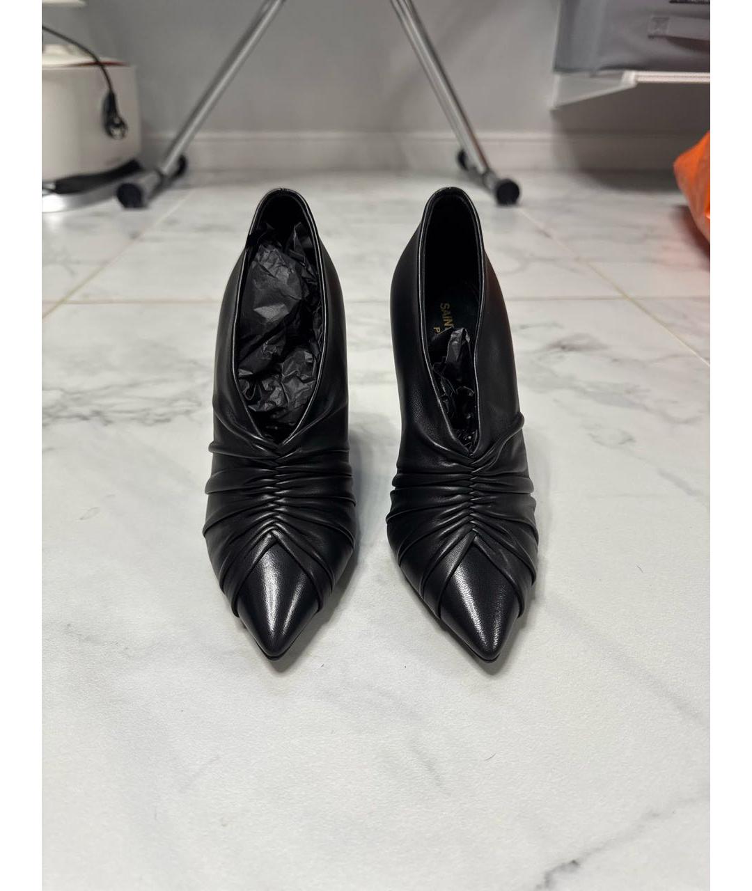 SAINT LAURENT Черные кожаные туфли, фото 2