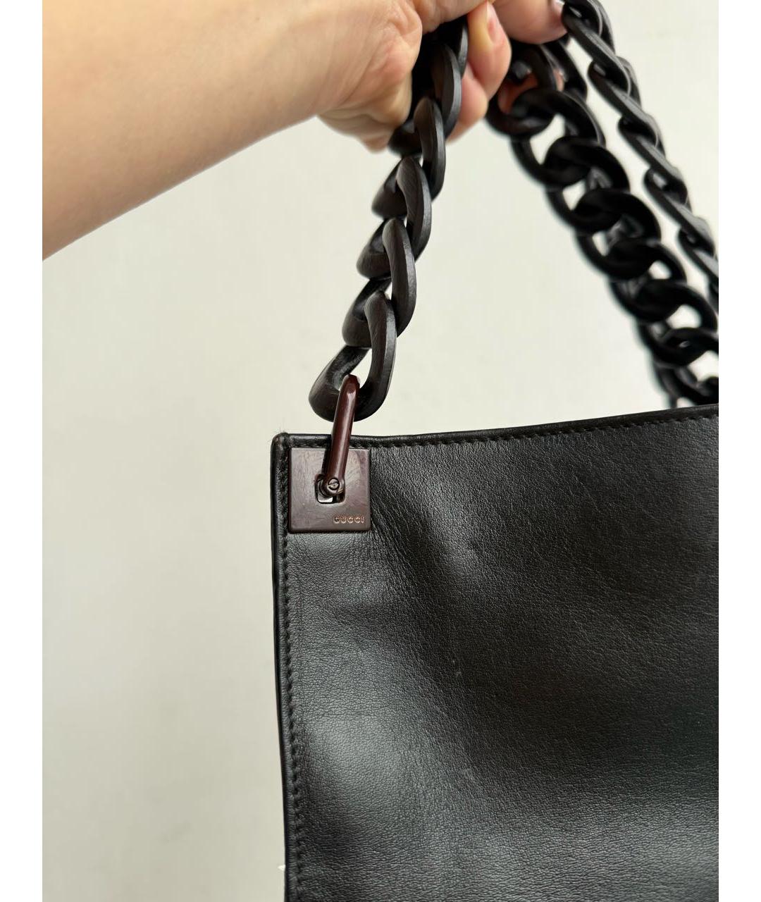 GUCCI Черная кожаная сумка через плечо, фото 4