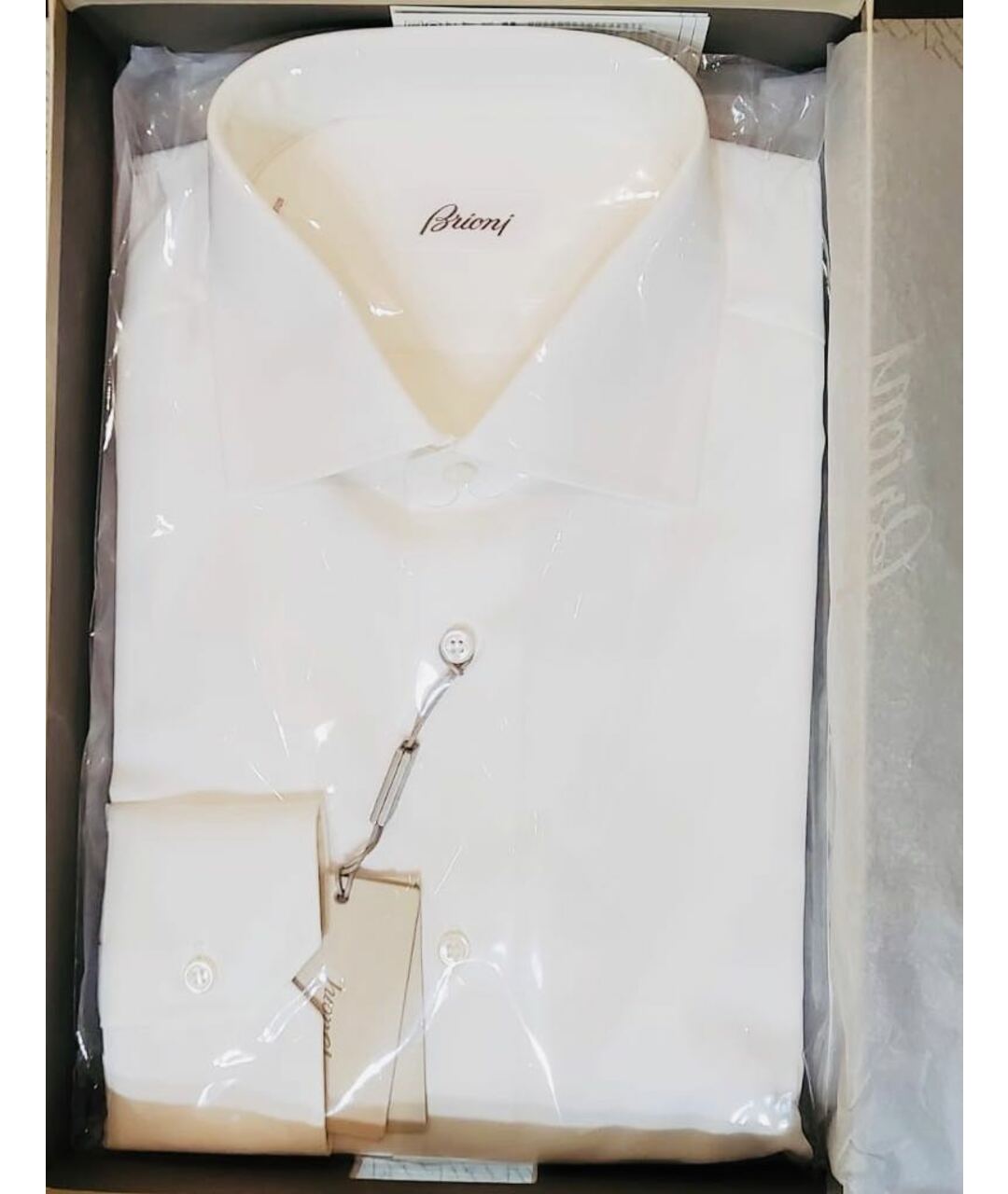 BRIONI Белая хлопковая классическая рубашка, фото 5